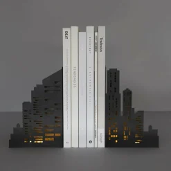 Balvi Boekensteun Skyline Lights zwart Discount