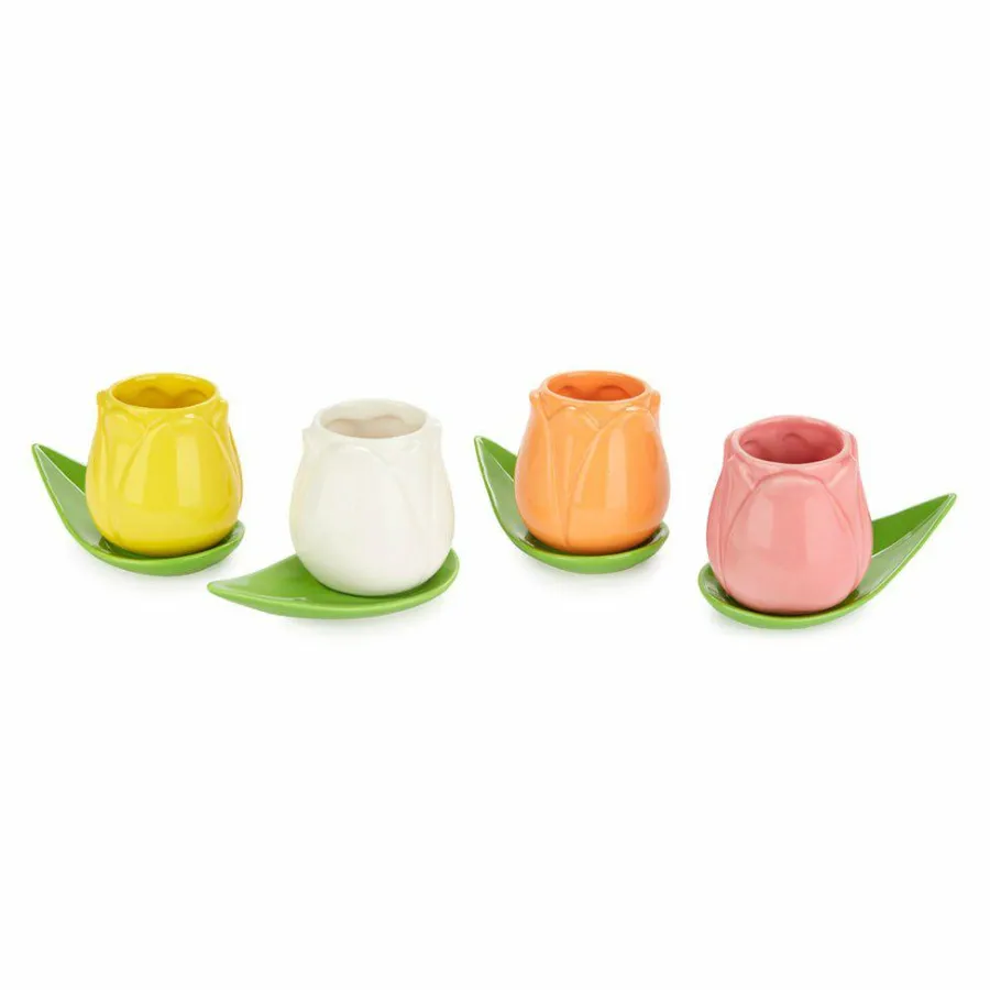Balvi Koffiekopje Tulp - set van 4 kopjes met schotels Outlet