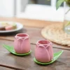 Balvi Koffiekopje Tulp roze - set van 2 kopjes met schotels Hot