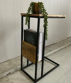 Benoa Bijzettafel industrieel sofa zwart met vak Outlet