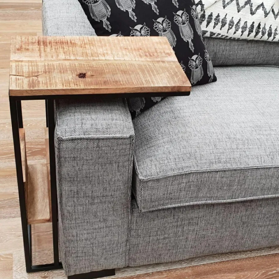 Benoa Bijzettafel industrieel sofa zwart met vak Outlet