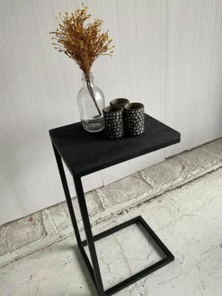 Benoa Bijzettafel industrieel sofa zwart met zwart blad Hot