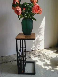 Benoa Bijzettafel industrieel sofa zwart met open vak New
