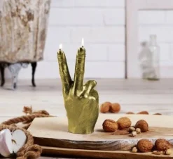 Candellana Kaars Hand Peace goud Clearance