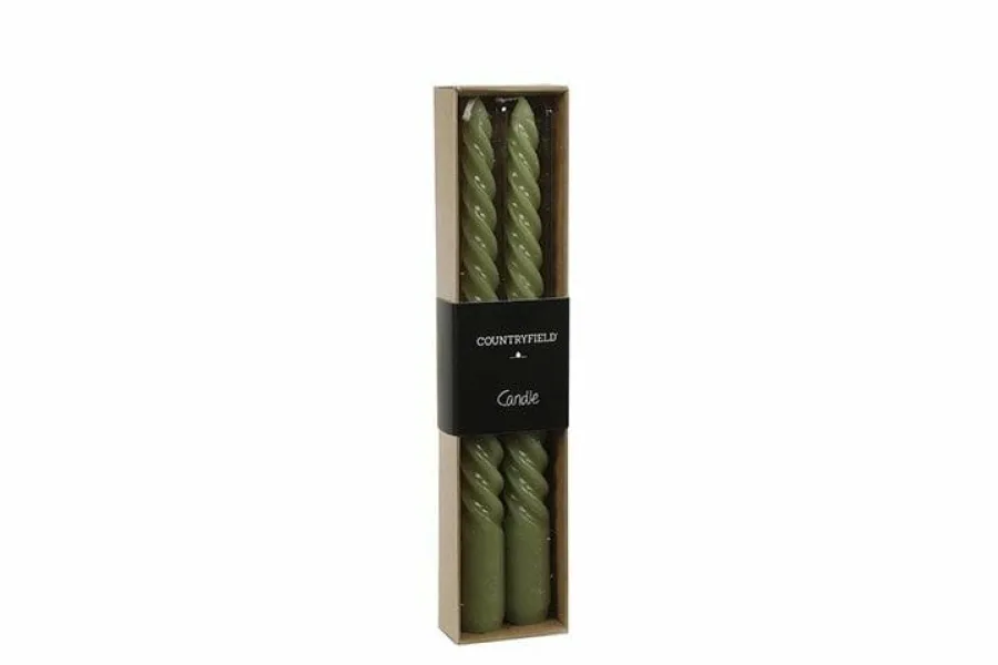 Countryfield Kaars Twirly set 2 kaarsen lichtgroen - diverse afmetingen Hot