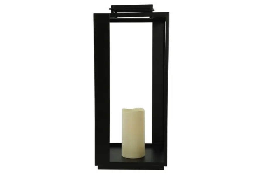 Countryfield Lantaarn met LED kaars Rennes zwart / wit outdoor L New