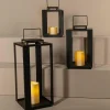 Countryfield Lantaarn met LED kaars Rennes zwart / wit outdoor S Sale