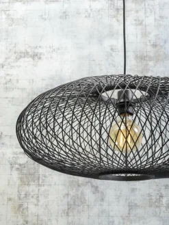 Good&Mojo Hanglamp Cango bamboe ellips dia.60x25cm zwart Best
