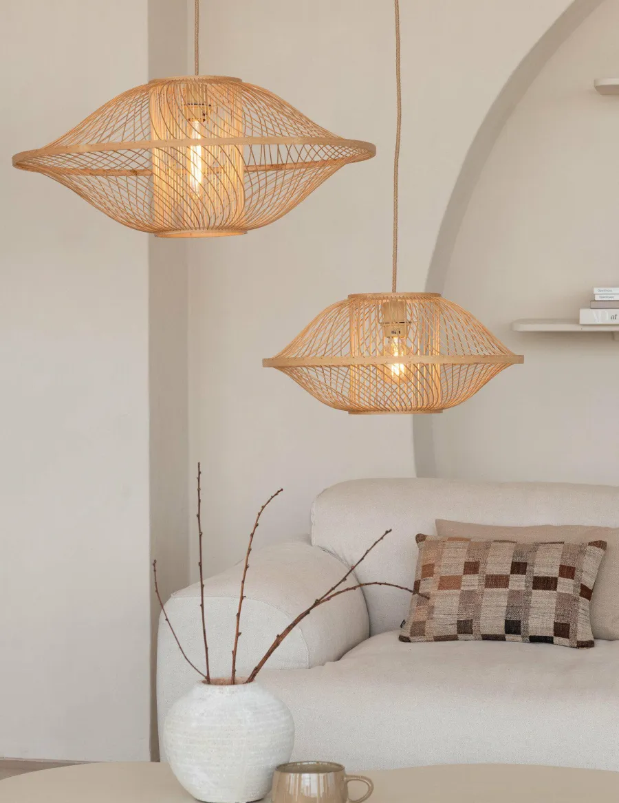 Good&Mojo Hanglamp Maui bamboe ø70xh.30cm naturel L Outlet