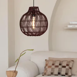 Good&Mojo Hanglamp Mendoza bamboe ø35xh.35cm burgundy S Clearance