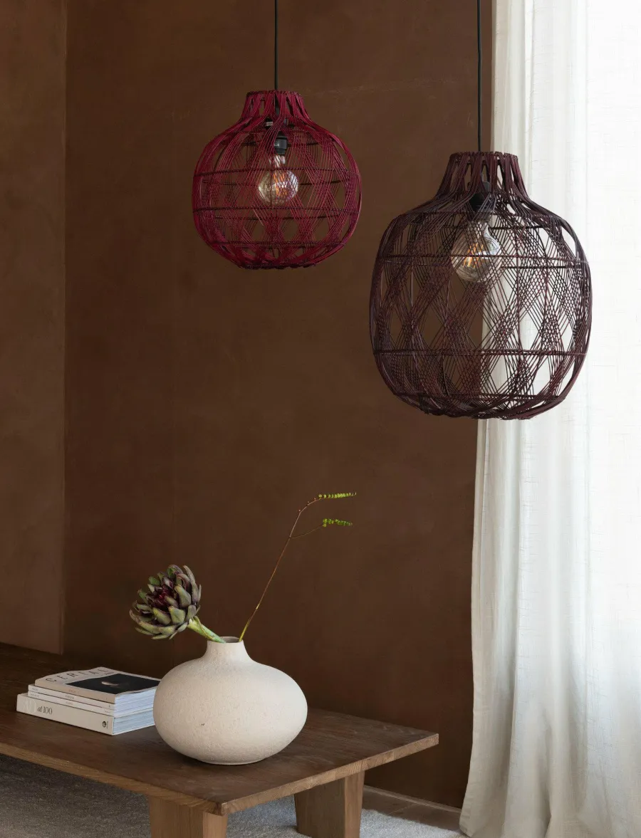 Good&Mojo Hanglamp Mendoza bamboe ø35xh.35cm burgundy S Clearance