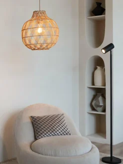 Good&Mojo Hanglamp Mendoza bamboe/kap ø35xh.35cm naturel. S Outlet