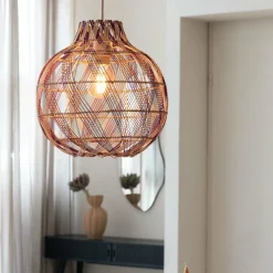 Good&Mojo Hanglamp Mendoza bamboe/kap ø35xh.35cm nat/burgundy. S Sale