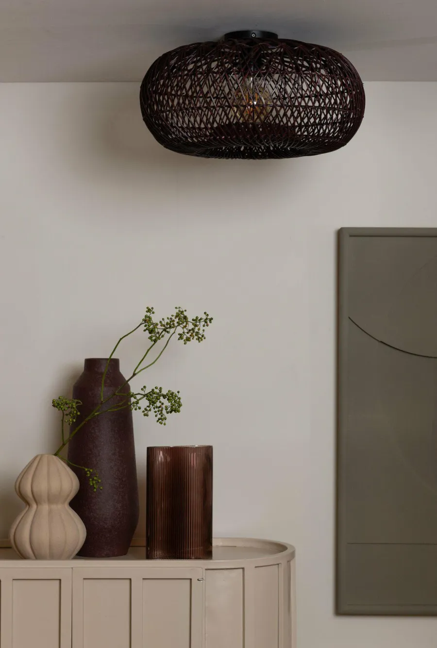 Good&Mojo Plafondlamp Arizona bamboe ø50 burgundy S Hot