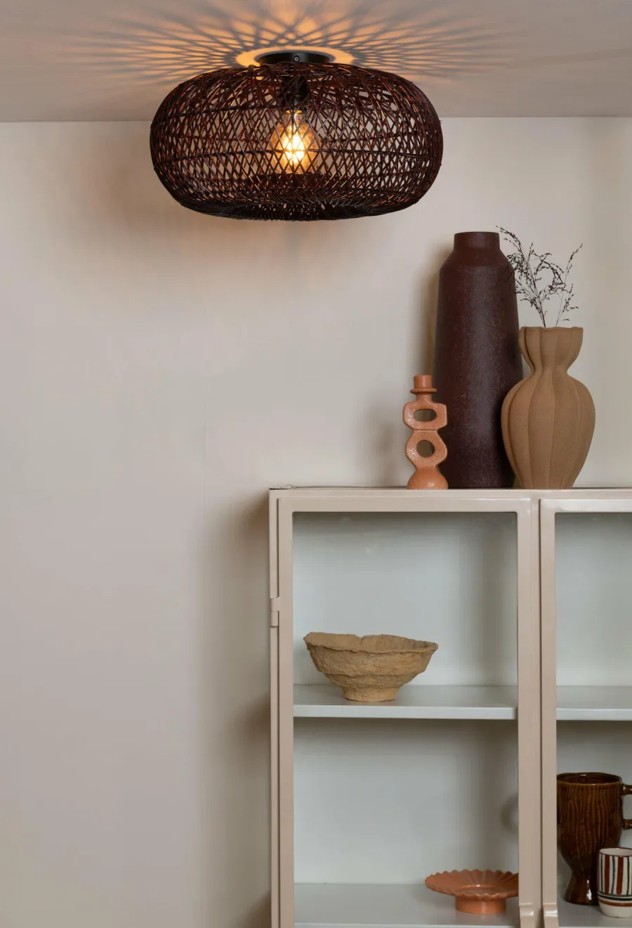 Good&Mojo Plafondlamp Arizona bamboe ø50 burgundy S Hot