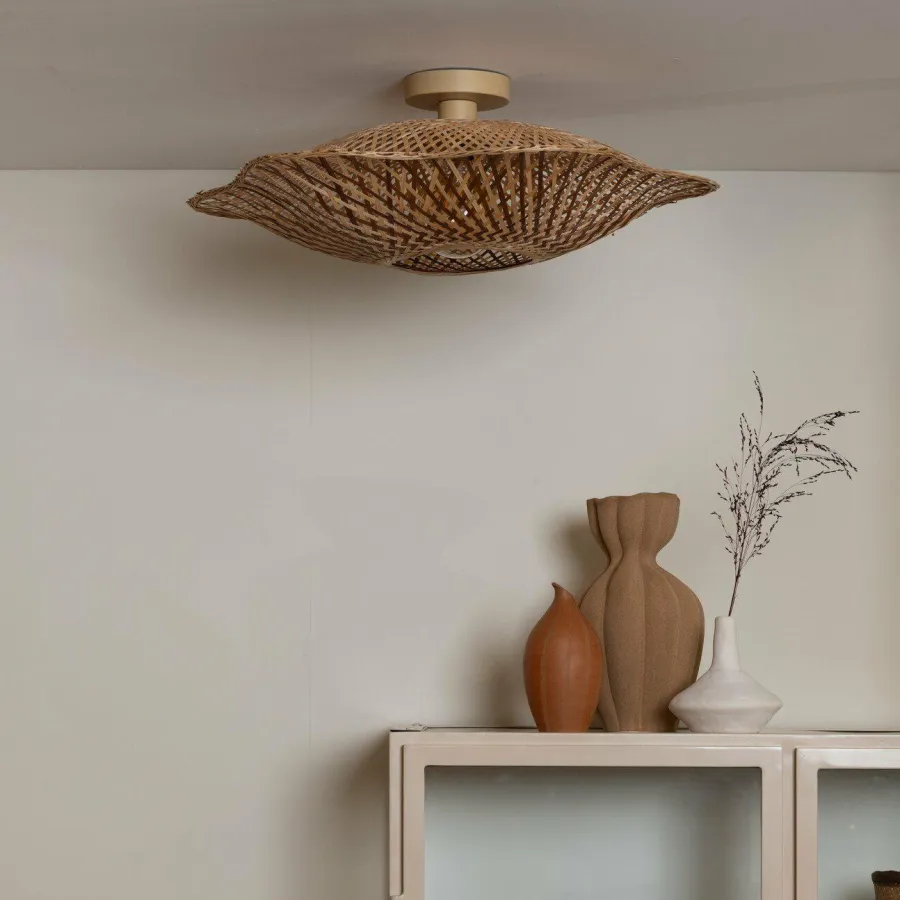Good&Mojo Plafondlamp Madura bamboe ø60x15cm naturel bruin M Sale