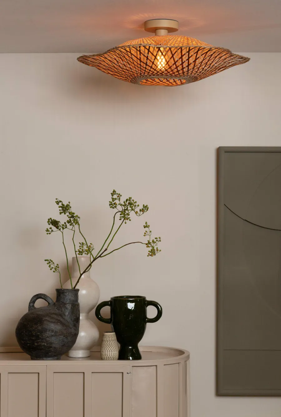 Good&Mojo Plafondlamp Madura bamboe ø60x15cm naturel bruin M Sale