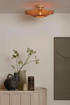 Good&Mojo Plafondlamp Madura bamboe ø44x12cm naturel bruin S Outlet