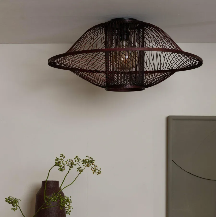 Good&Mojo Plafondlamp Maui bamboe ø70xh.30cm burgundy L Discount