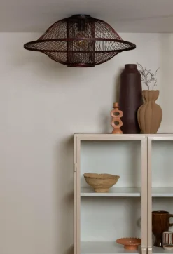 Good&Mojo Plafondlamp Maui bamboe ø70xh.30cm burgundy L Discount