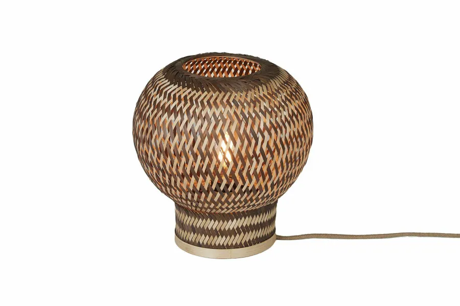 Good&Mojo Tafellamp Barbados bamboe/bol ø25xh.27cm naturel/bruin Discount