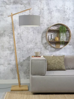 Good&Mojo Vloerlamp Andes bamboe eco linnen lichtgrijs Clearance