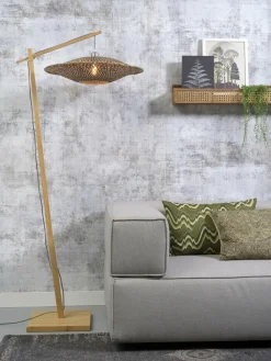 Good&Mojo Vloerlamp Bali bamboe naturel naturel/zwart M kap Ø60 Hot