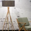 Good&Mojo Vloerlamp bamboe 5-poot Kilimanjaro h.160cm/kap 60x30cm eco linnen donkergrijs Outlet