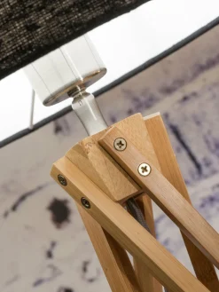 Good&Mojo Vloerlamp bamboe 5-poot Kilimanjaro h.160cm/kap 60x30cm eco linnen blue denim Discount