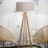 Good&Mojo Vloerlamp bamboe 4-poot Everest linnen lichtgrijs