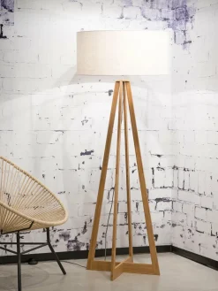 Good&Mojo Vloerlamp bamboe 4-poot Everest linnen wit Outlet