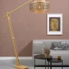 Good&Mojo Vloerlamp Bhutan L bamboe naturel – kap zwart naturel Ø 50 cm Discount