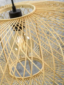 Good&Mojo Vloerlamp Cango bamboe naturel L 207cm kap Ø 60 naturel Clearance