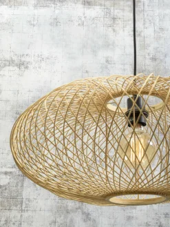 Good&Mojo Vloerlamp Cango bamboe zwart S 176 cm kap Ø 60 naturel Sale