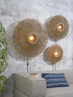 Good&Mojo Wandlamp Bali bamboe 60 x 15 cm zwart/naturel M New