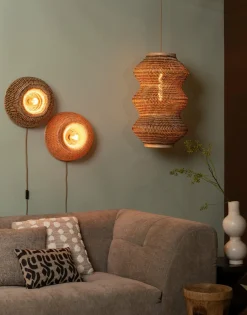 Good&Mojo Wandlamp Barbados bamboe ø35xh.15cm naturel New