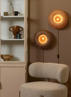 Good&Mojo Wandlamp Barbados bamboe ø35xh.15cm naturel New