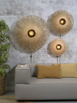 Good&Mojo Wandlamp Kalimantan bamboe plat Ø87 L