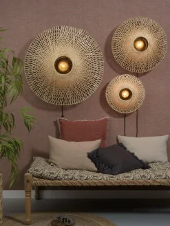 Good&Mojo Wandlamp Kalimantan bamboe plat Ø87 L