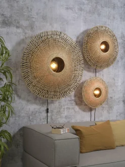 Good&Mojo Wandlamp Kalimantan bamboe plat Ø44 S Clearance