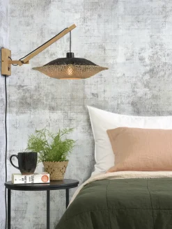 Good&Mojo Wandlamp Kalimantan bamboe naturel Ø44 zwart naturel S