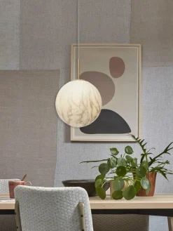it's about RoMi Hanglamp glas/ijzer Carrara bol wit marmerprint/goud L Discount
