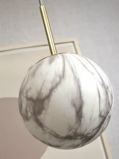 it's about RoMi Hanglamp glas/ijzer Carrara bol wit marmerprint/goud L Discount