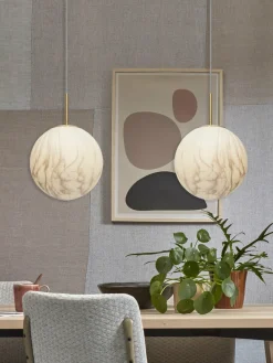 it's about RoMi Hanglamp glas/ijzer Carrara bol wit marmerprint/goud L Discount