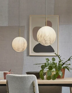it's about RoMi Hanglamp glas/ijzer Carrara bol wit marmerprint/goud L Discount