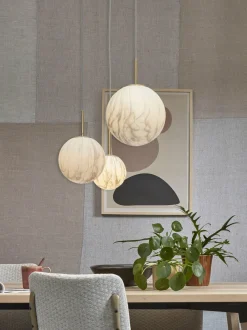 it's about RoMi Hanglamp glas/ijzer Carrara bol wit marmerprint/goud L Discount