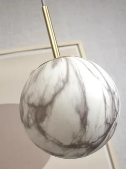 it's about RoMi Hanglamp glas/ijzer Carrara bol wit marmerprint/goud L Discount