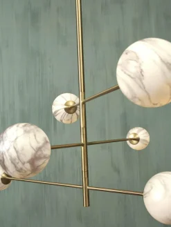 it's about RoMi Hanglamp glas/ijzer Carrara 3-arm met 6 bollen wit marmerprint/goud Clearance