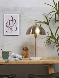 it's about RoMi Tafellamp ijzer/marmer Toulouse h.45cm kap Ø25 goud New