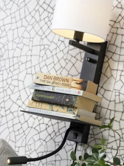 it's about RoMi Wandlamp ijzer Florence plank+usb+leeslamp 15000hrs incl. dimmer l. linnen Online